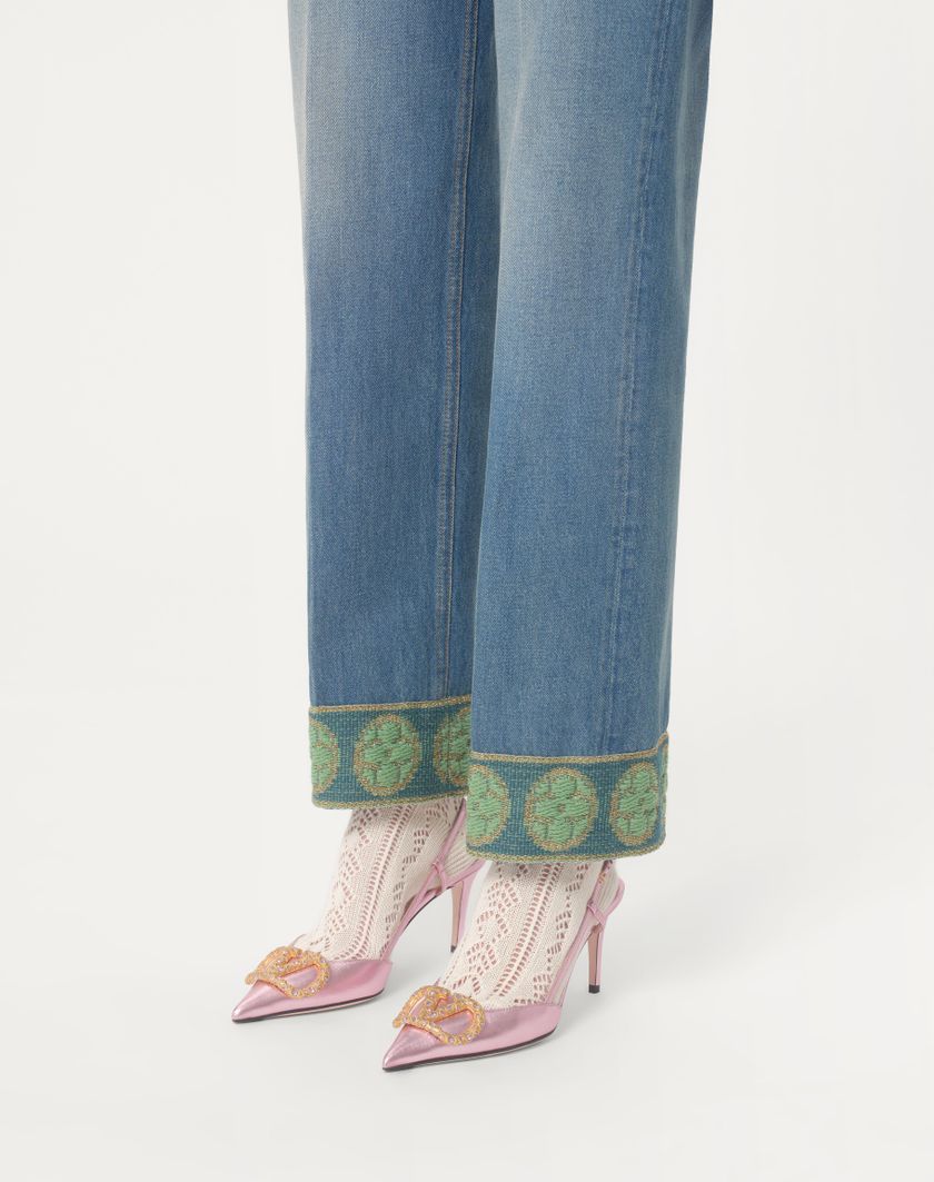 VLOGO SIGNATURE SLINGBACK PUMP IN LAMINATED NAPPA LEATHER 80MM - Image 5